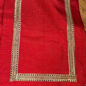 Red Fabric with Gold Embellishments